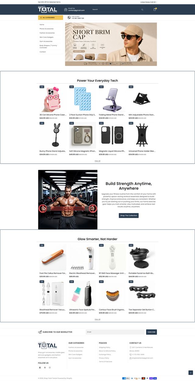 Shopify Store Development - a full-page storefront for a general goods shop with a category sidebar