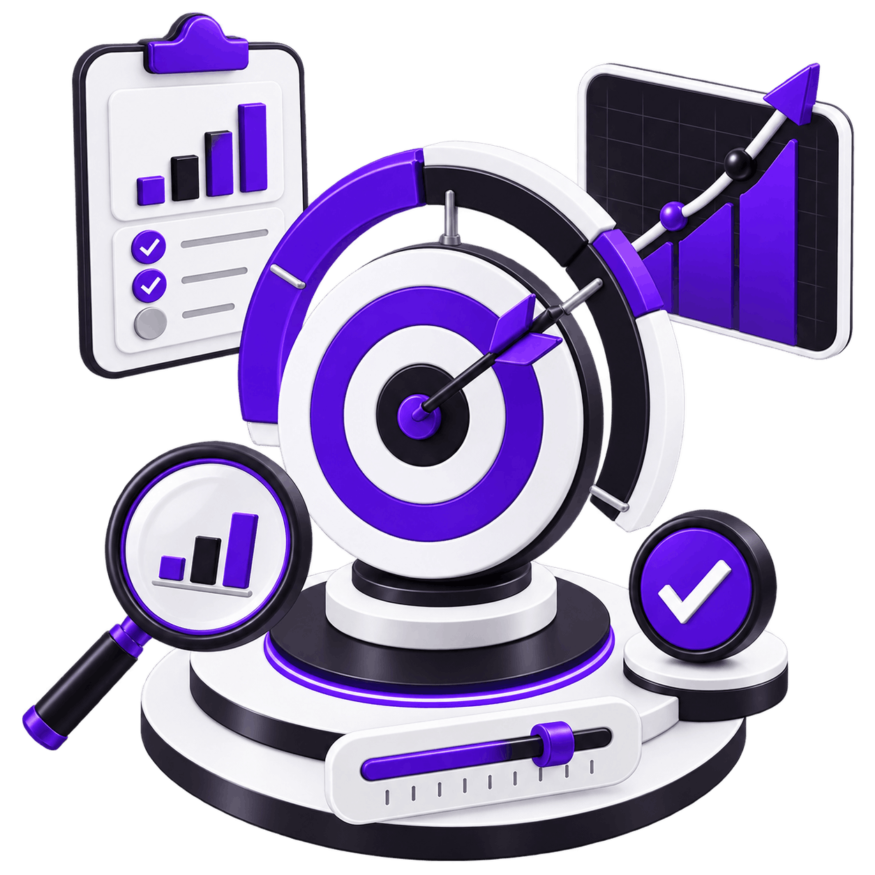 Ecommerce Conversion Rate Optimisation - an arrow in the centre of a target ringed by a progress dial